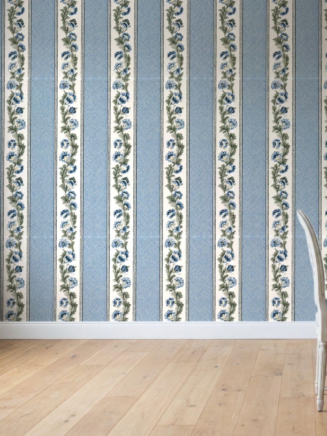 Blue Vine Stripe