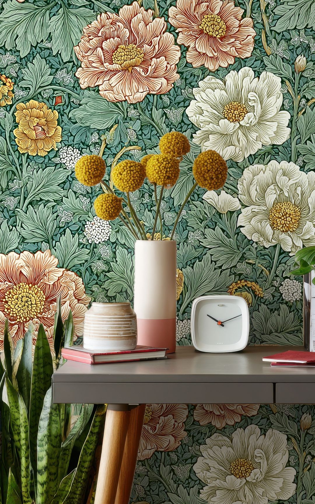 Teal Peony Garden wallpaper