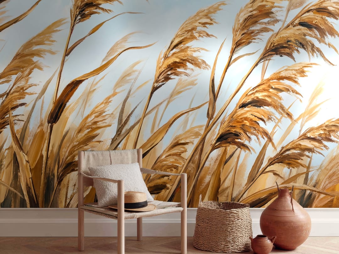 Paysage de roseaux mural