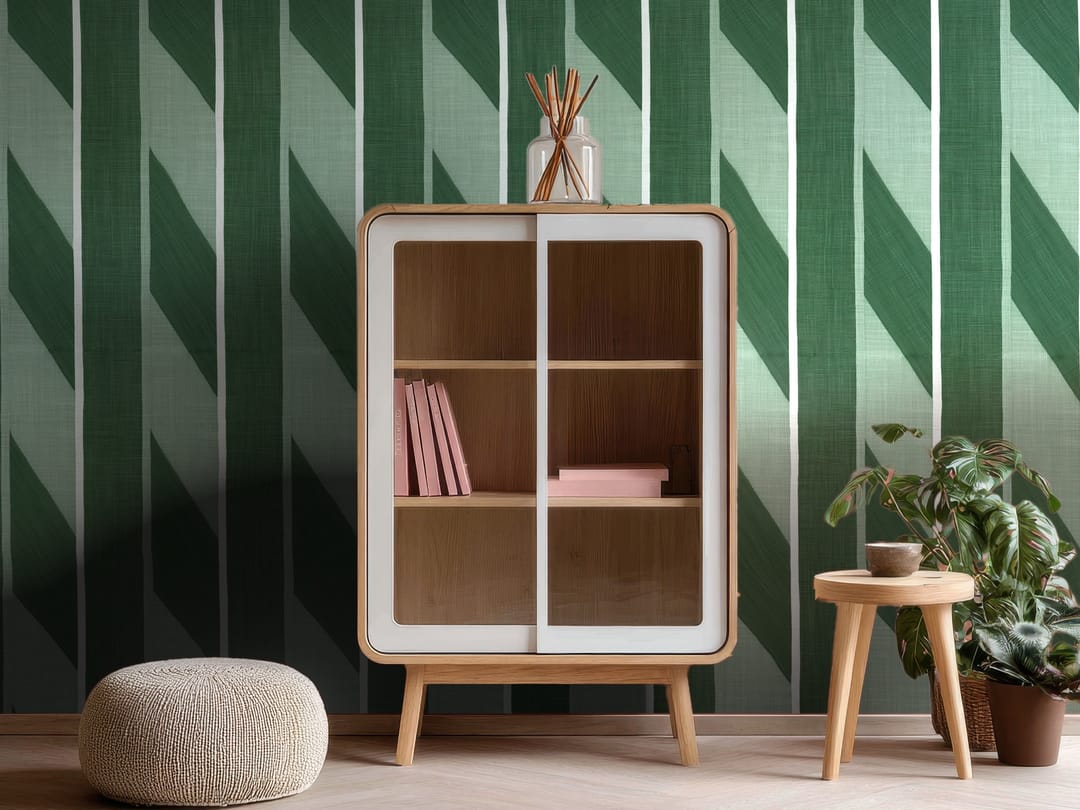 Sage Chevron Panels wallpaper