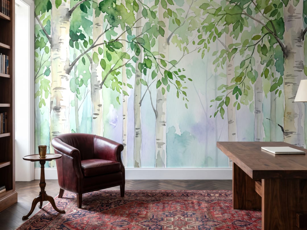 Aqua Vine Curtain mural