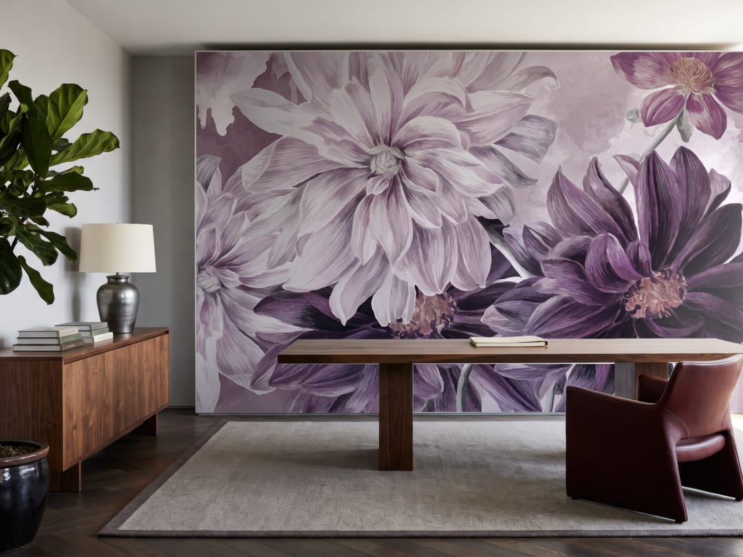 Violet Dahlia Bloom mural