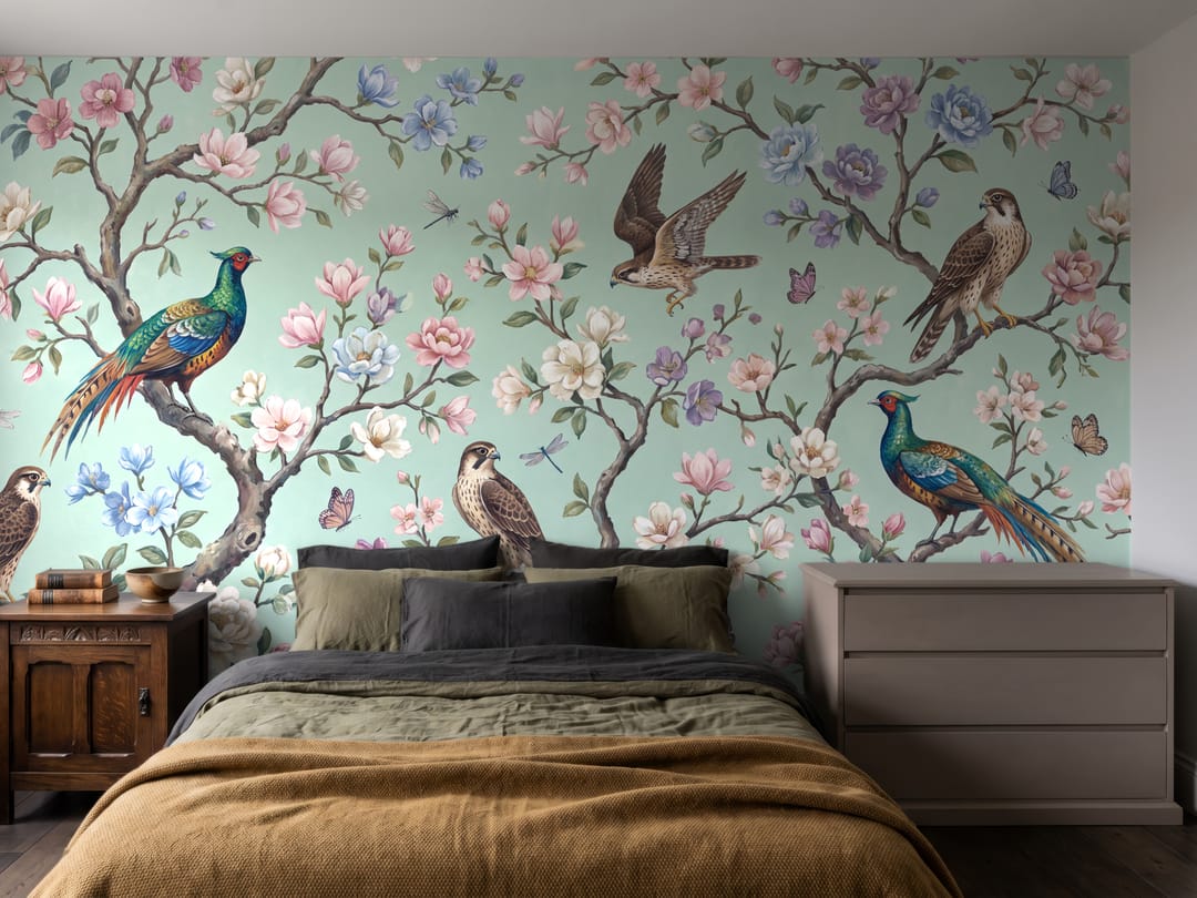Valk en magnolia mural