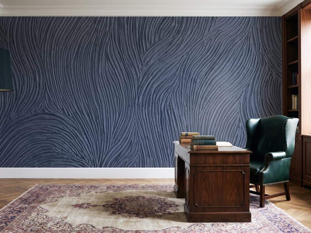 Marineblaues Linienlaub mural