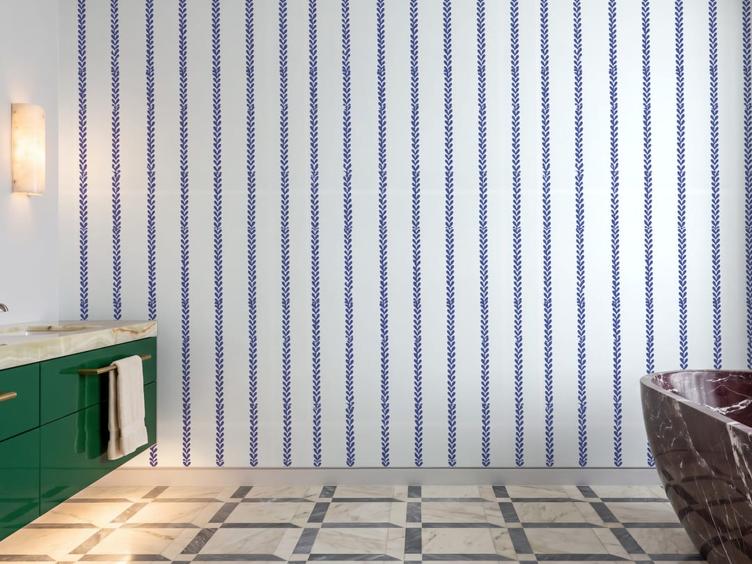Mint Pinstripe Panels wallpaper