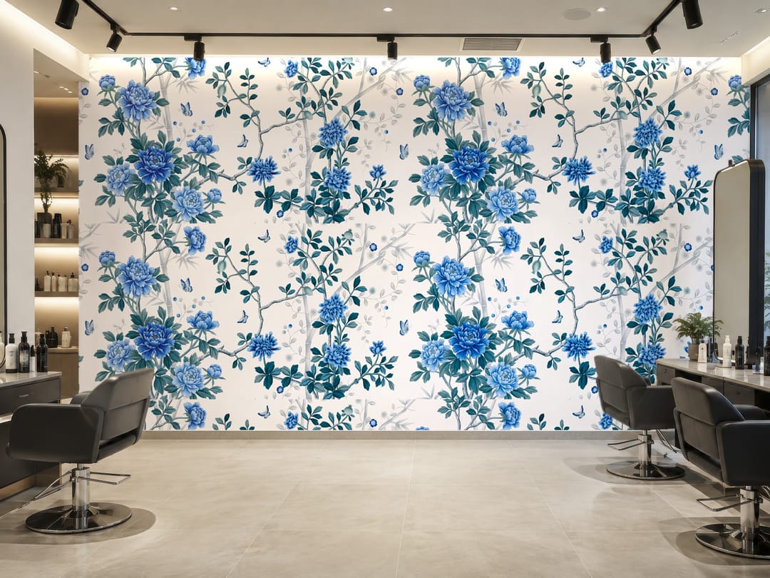 Cobalt Bloom Branch mural