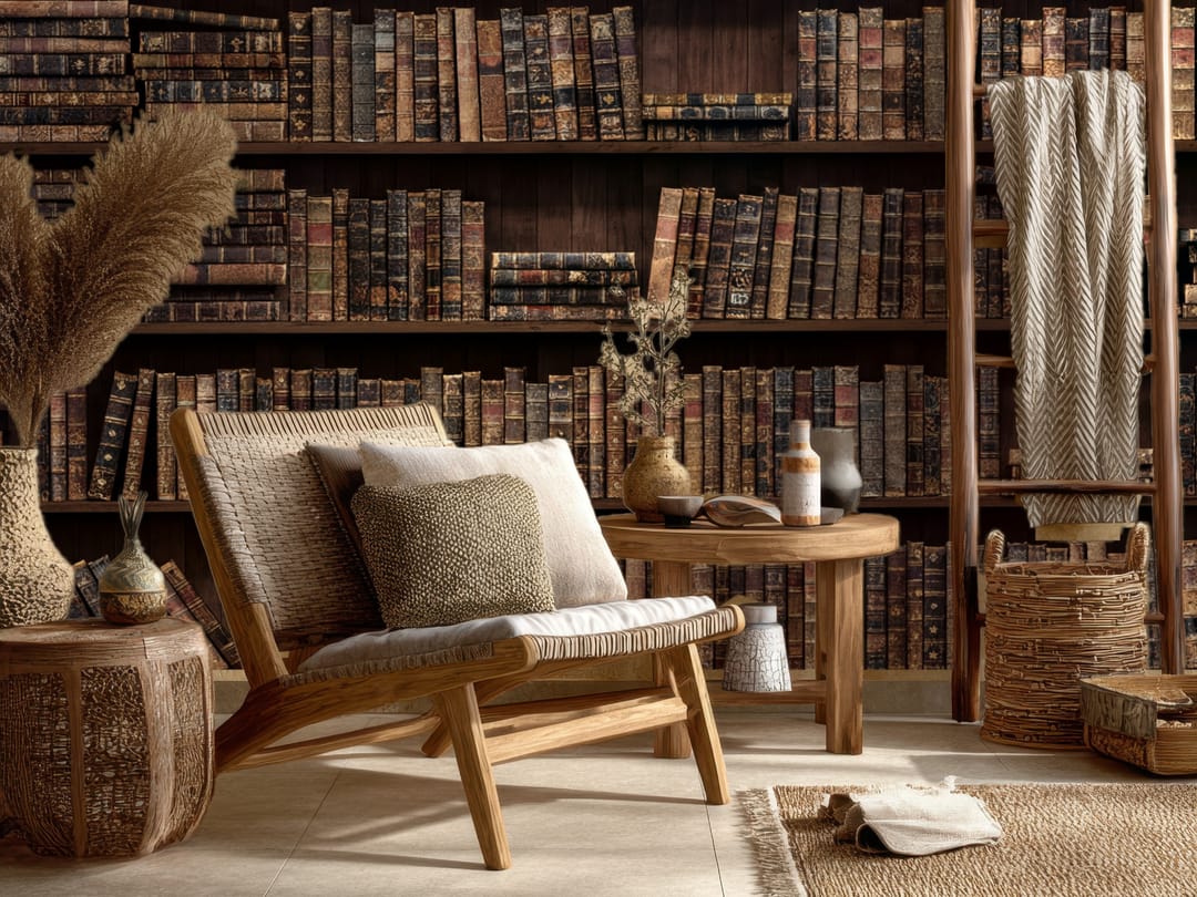 Library Leather mural