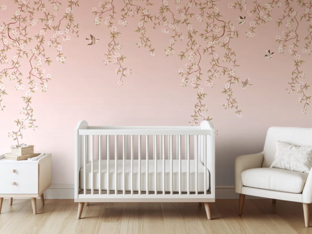 Blush Twig Blossom mural