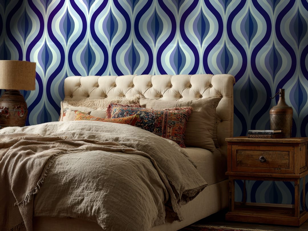 Teal Ogee Wave wallpaper