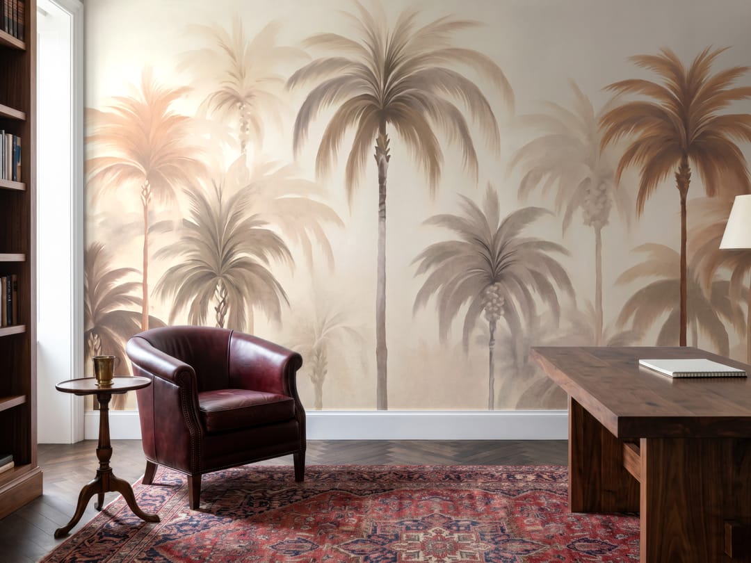 Sepia Palm Grove mural