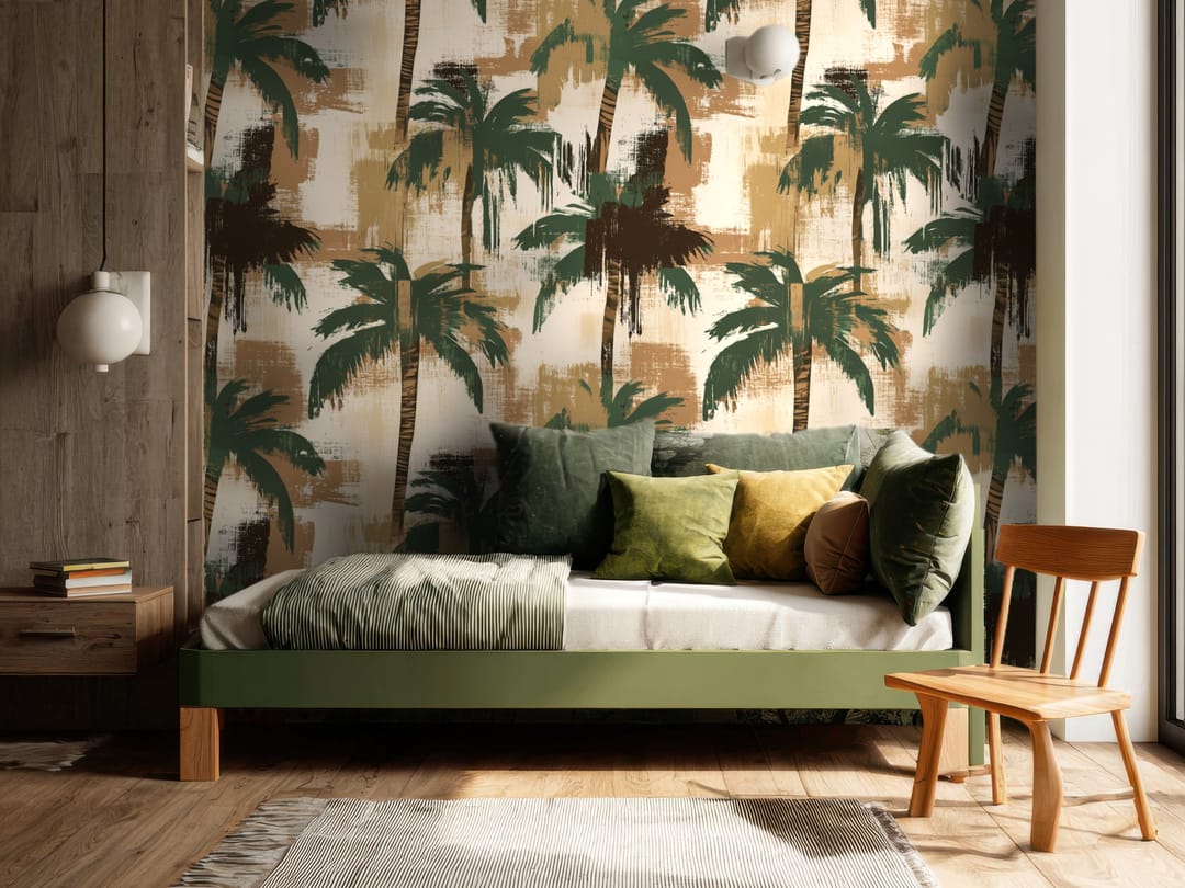 Palmenleinwand wallpaper