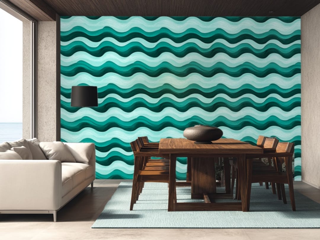 Ocean Waves Indigo wallpaper