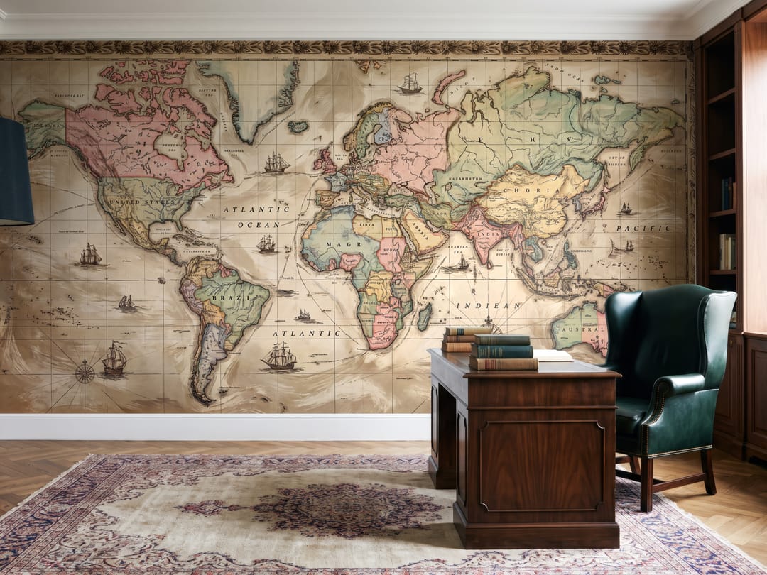 Antique World Map mural