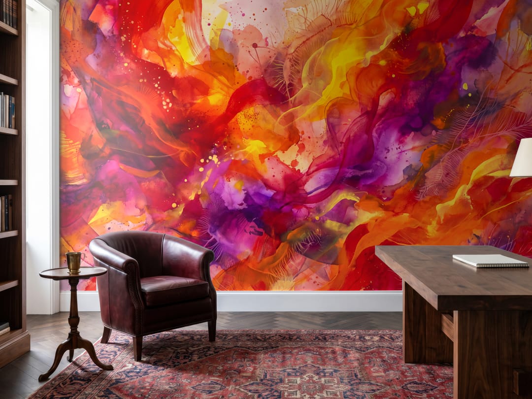 Magenta Fire Abstract mural