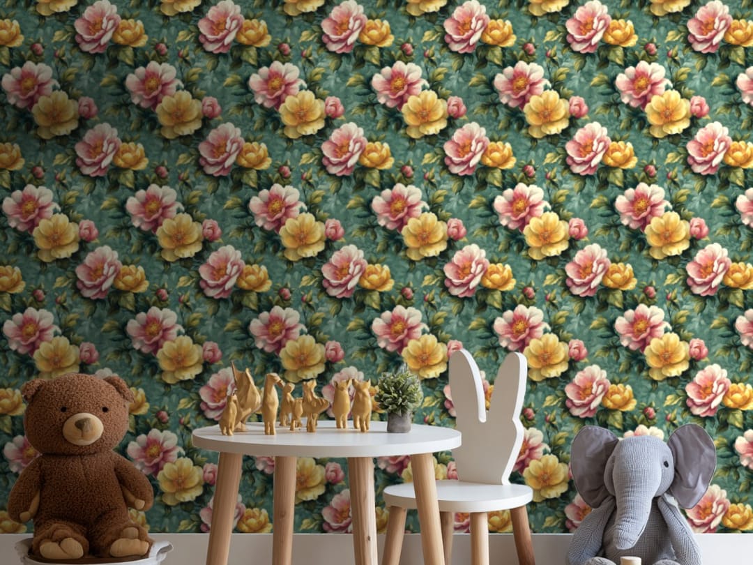 Edens blomster - korall wallpaper