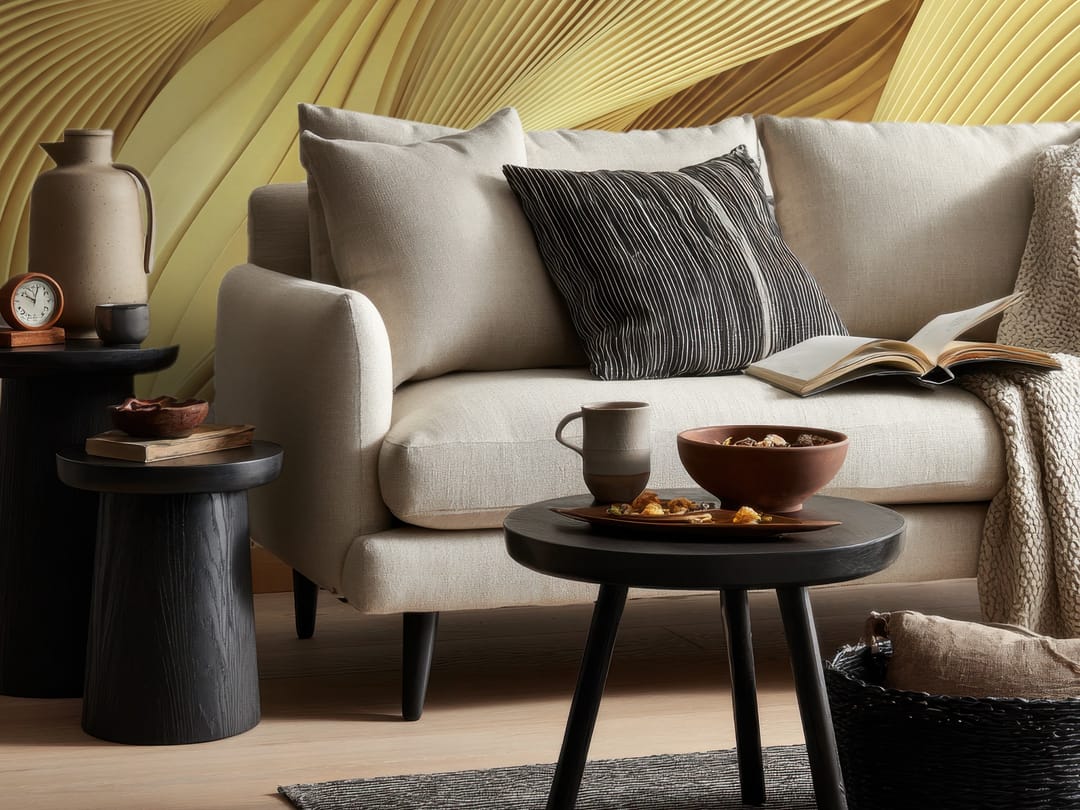 Terracotta Ribbon Fold mural