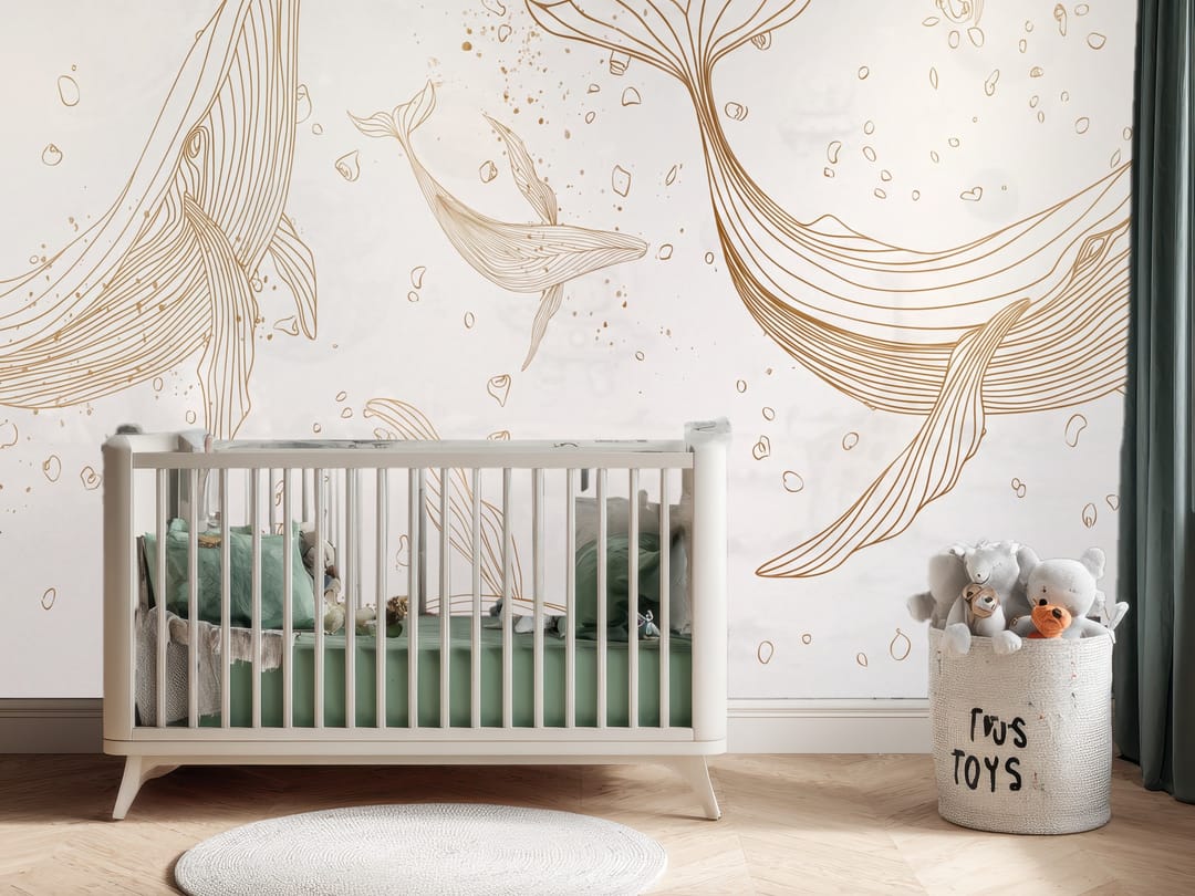 Sketched Whale Lullaby mural