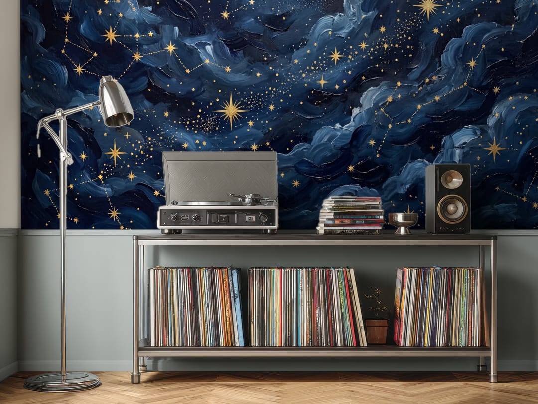 Starlit Navy Sky mural