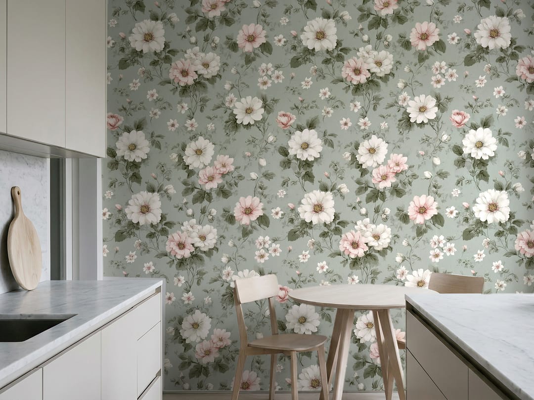 Sage Wild Rose wallpaper