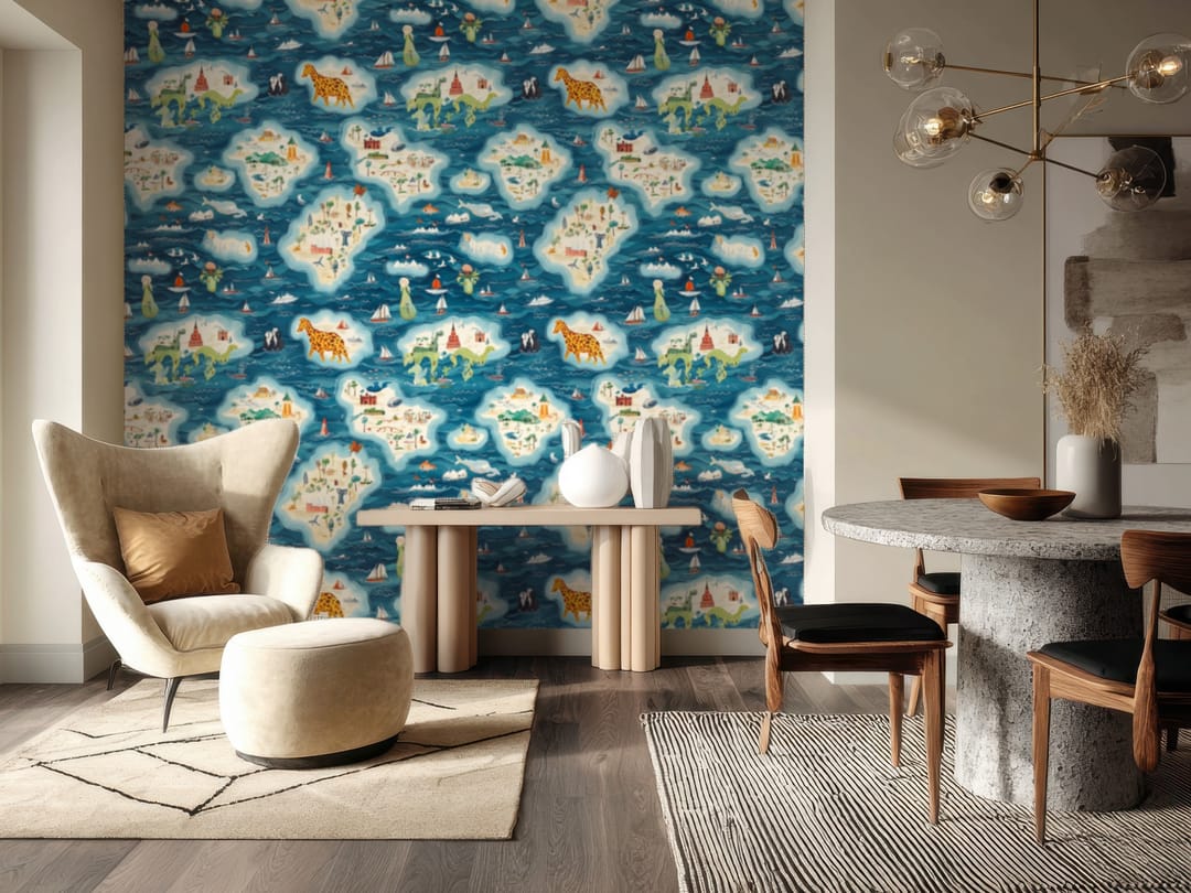 Lagoon Linen wallpaper