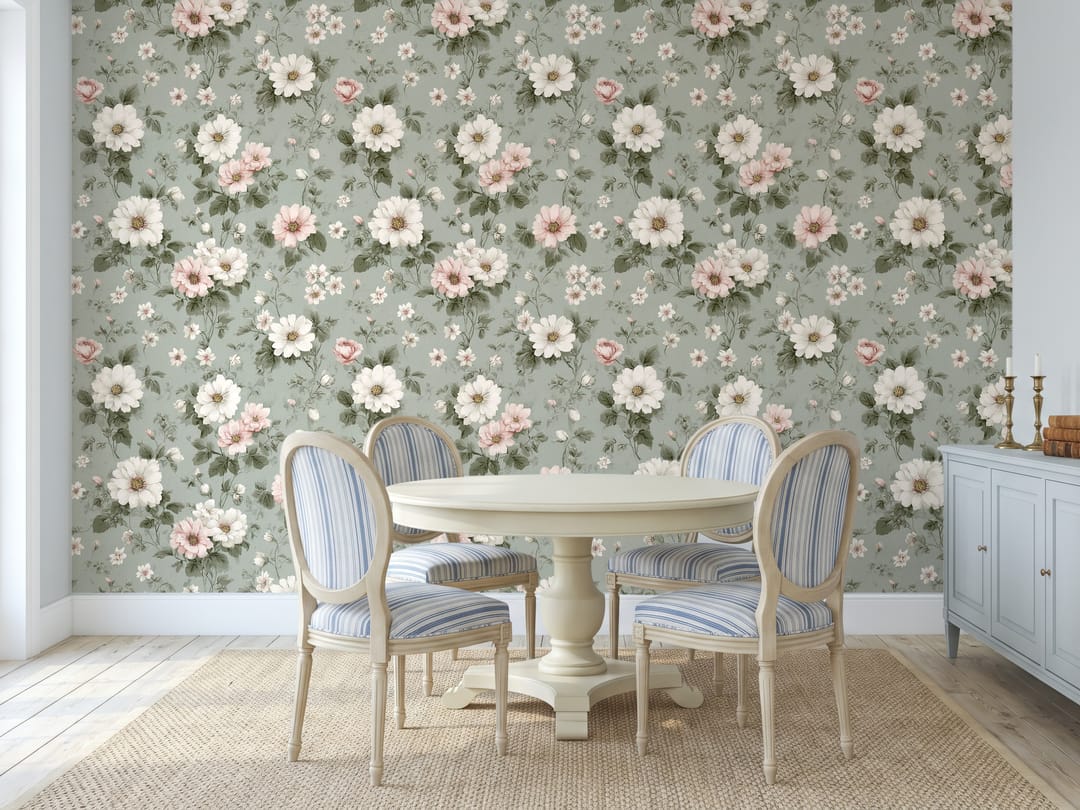Sage Wild Rose wallpaper