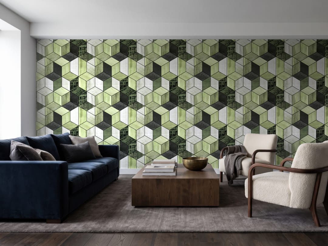 Bronze Cube Parquet wallpaper