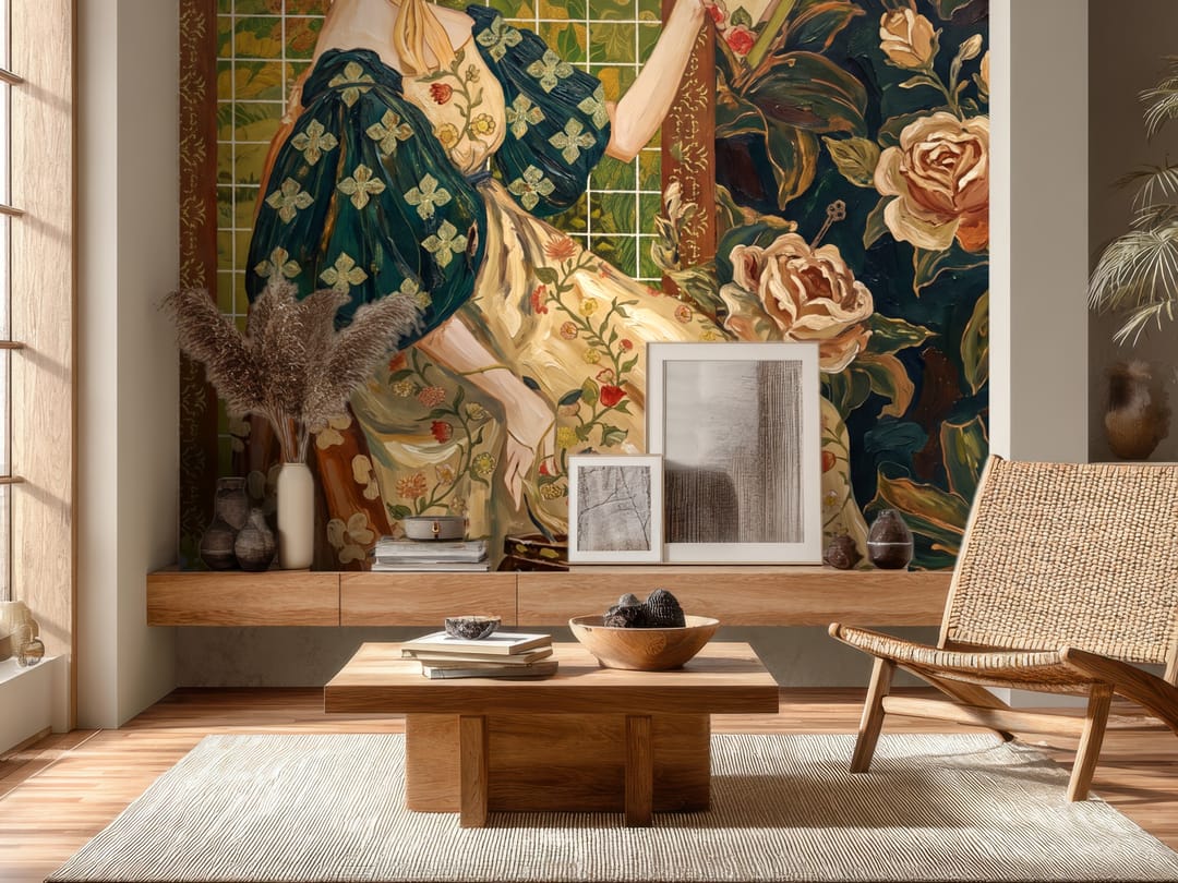 Zafírová múza mural