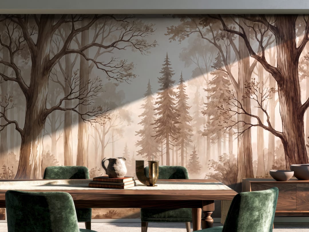 Sepia Forest Light mural