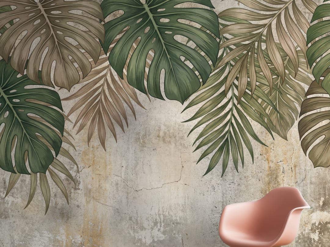 Monstera Stucco mural