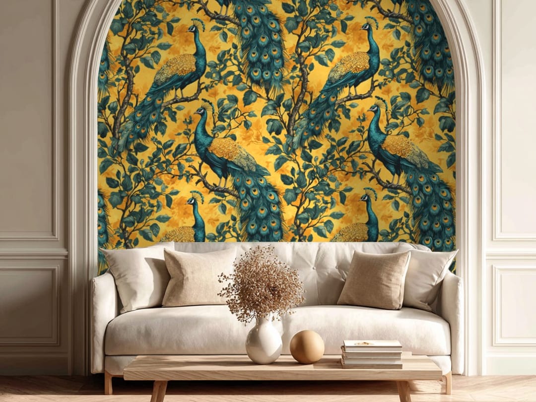 Peacock Garden Gold wallpaper