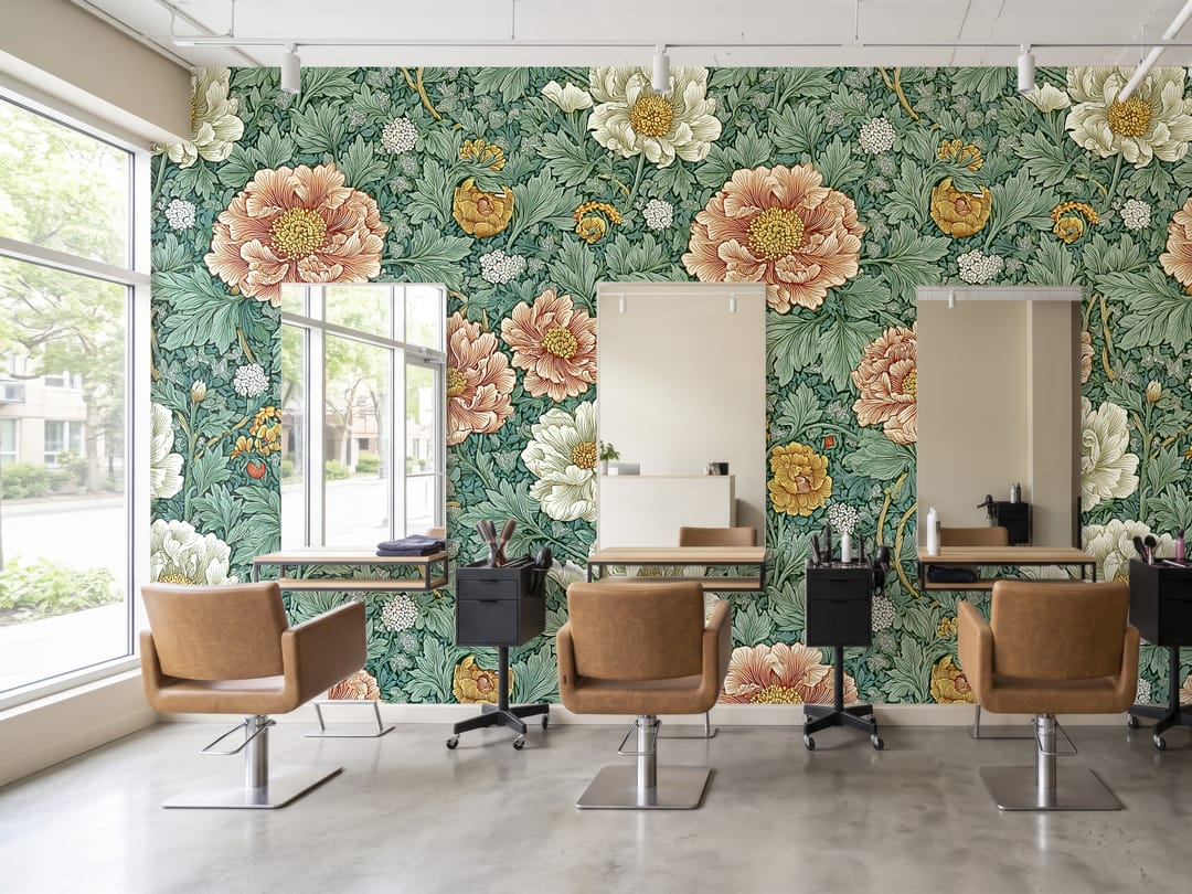 Teal Peony Garden wallpaper