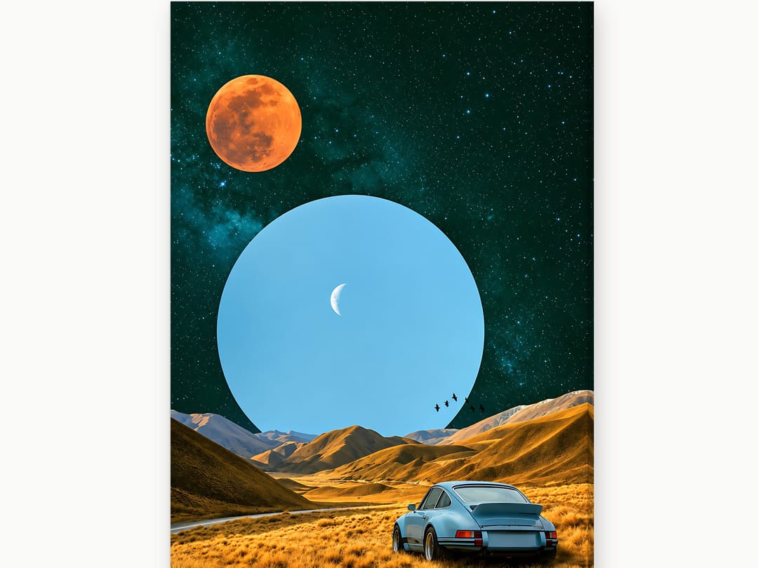 Blue Coupe, Two Moons canvas