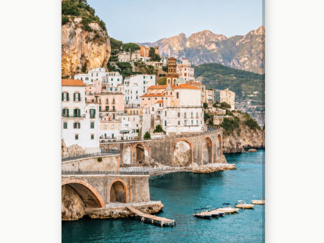 Pastel Village, Turquoise Cove canvas