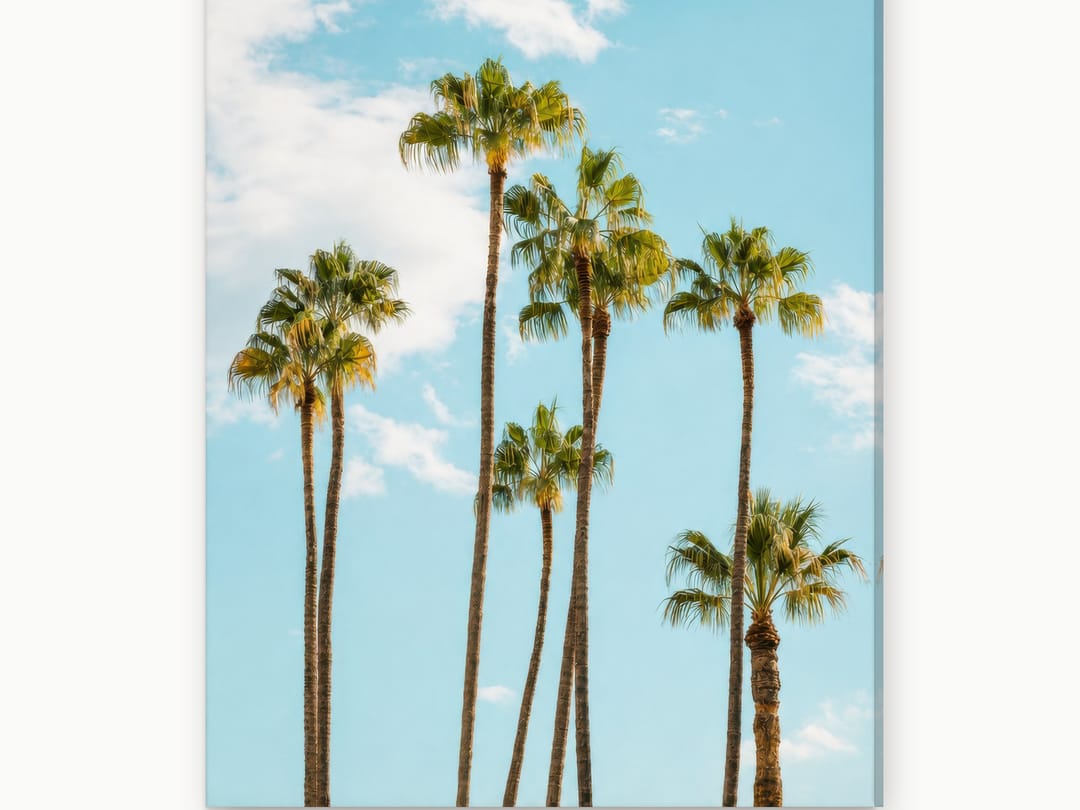 Lanky Palms in Blue canvas