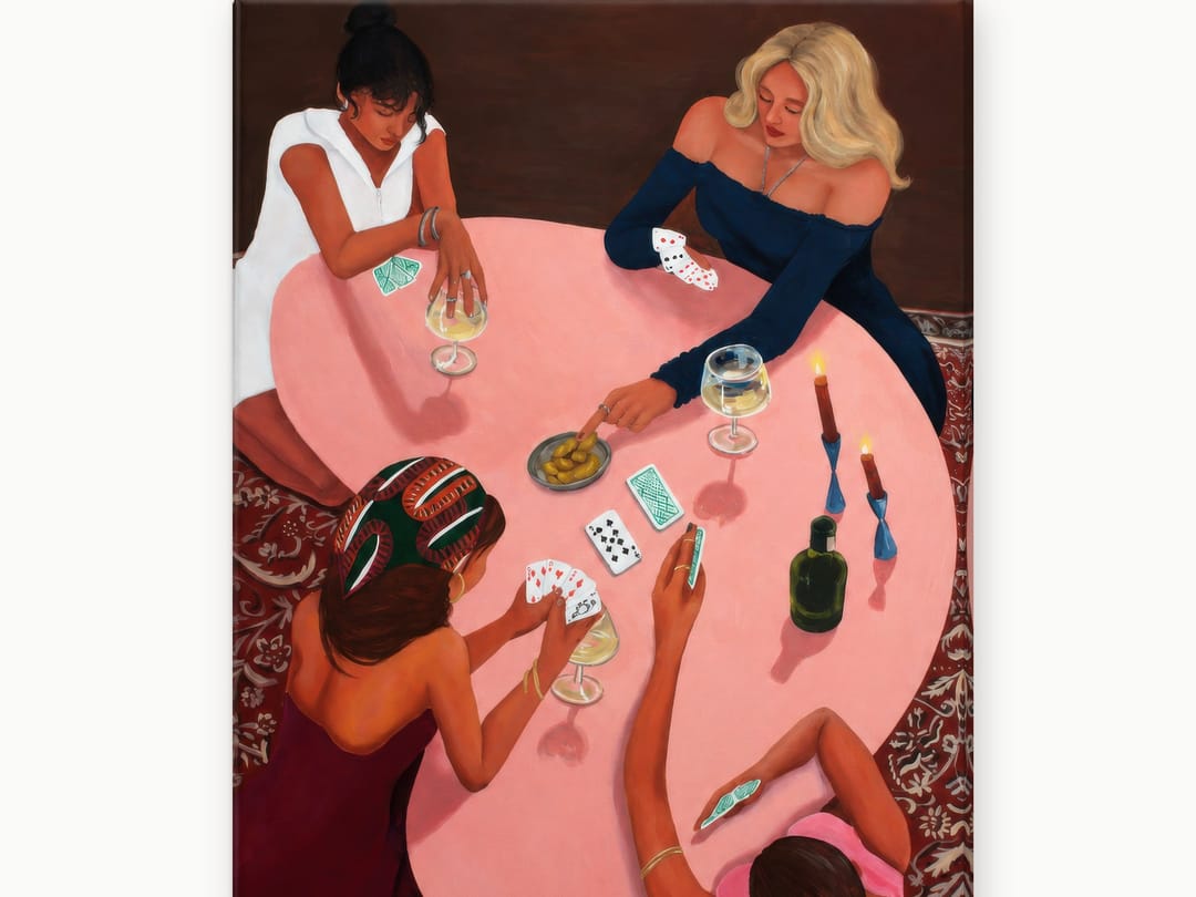 Card Night with Olives canvas