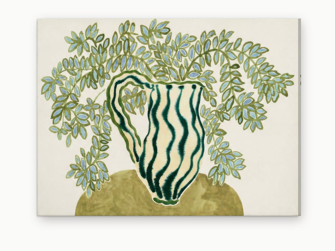 Pitcher of Blue Leaves canvas