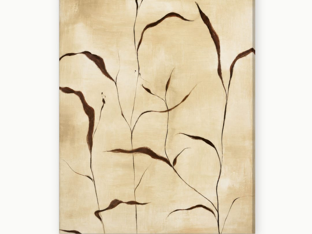 Umber Grasses on Linen canvas