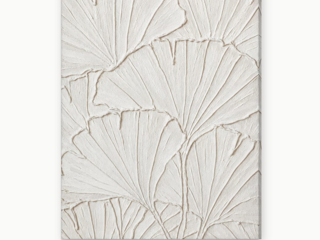 White Ginkgo Relief canvas