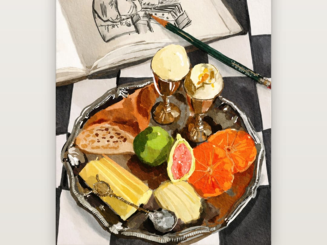 Sketchbook and Gelato Tray poster