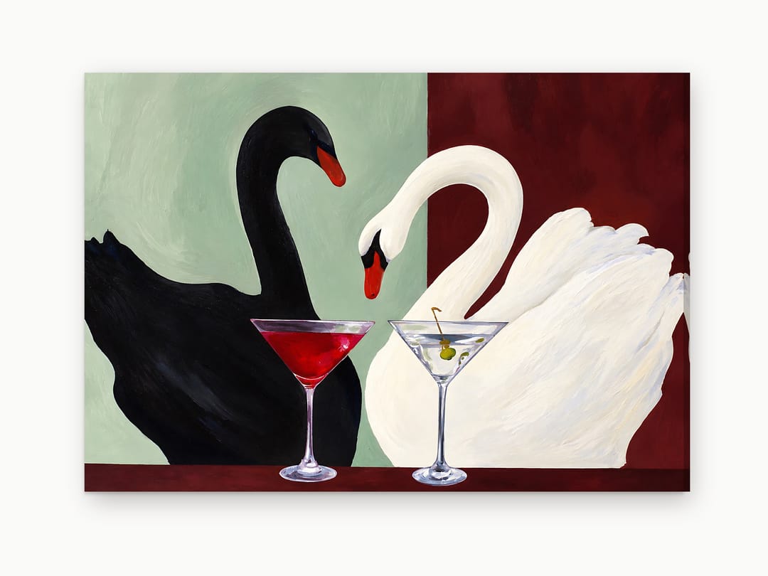 Cocktail Hour Swans canvas