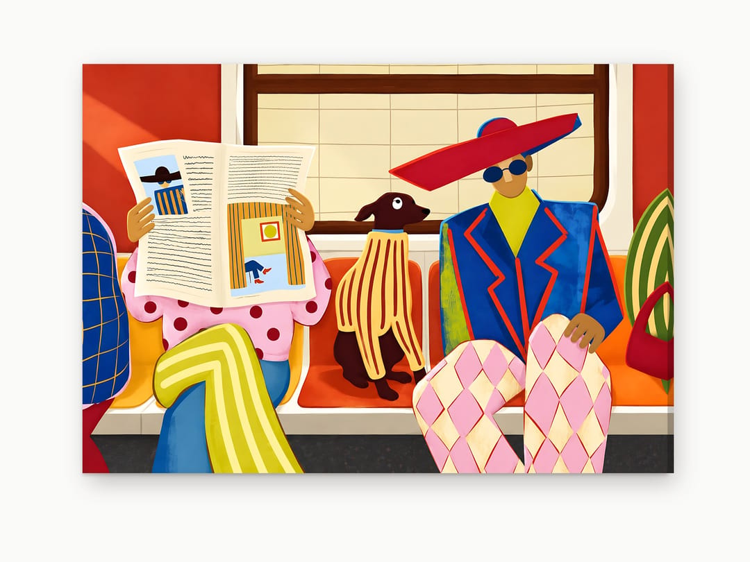 Whippet on the Train canvas