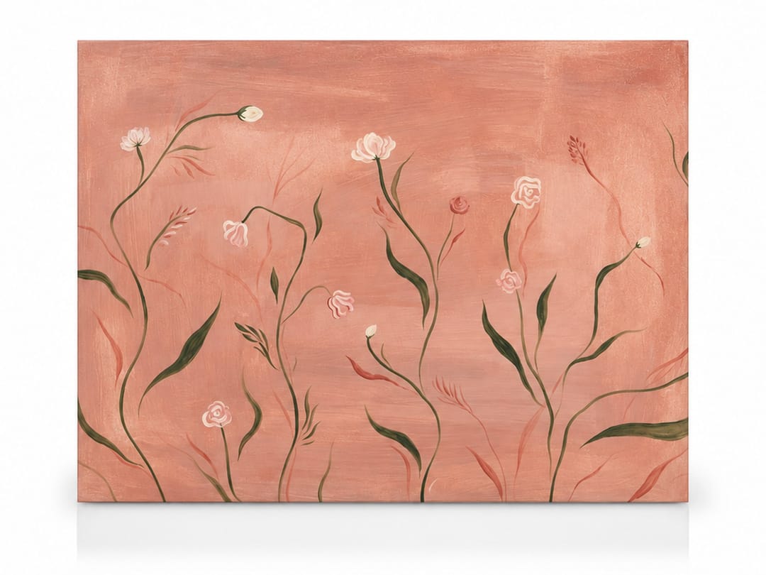 Terracotta Rose Meadow canvas