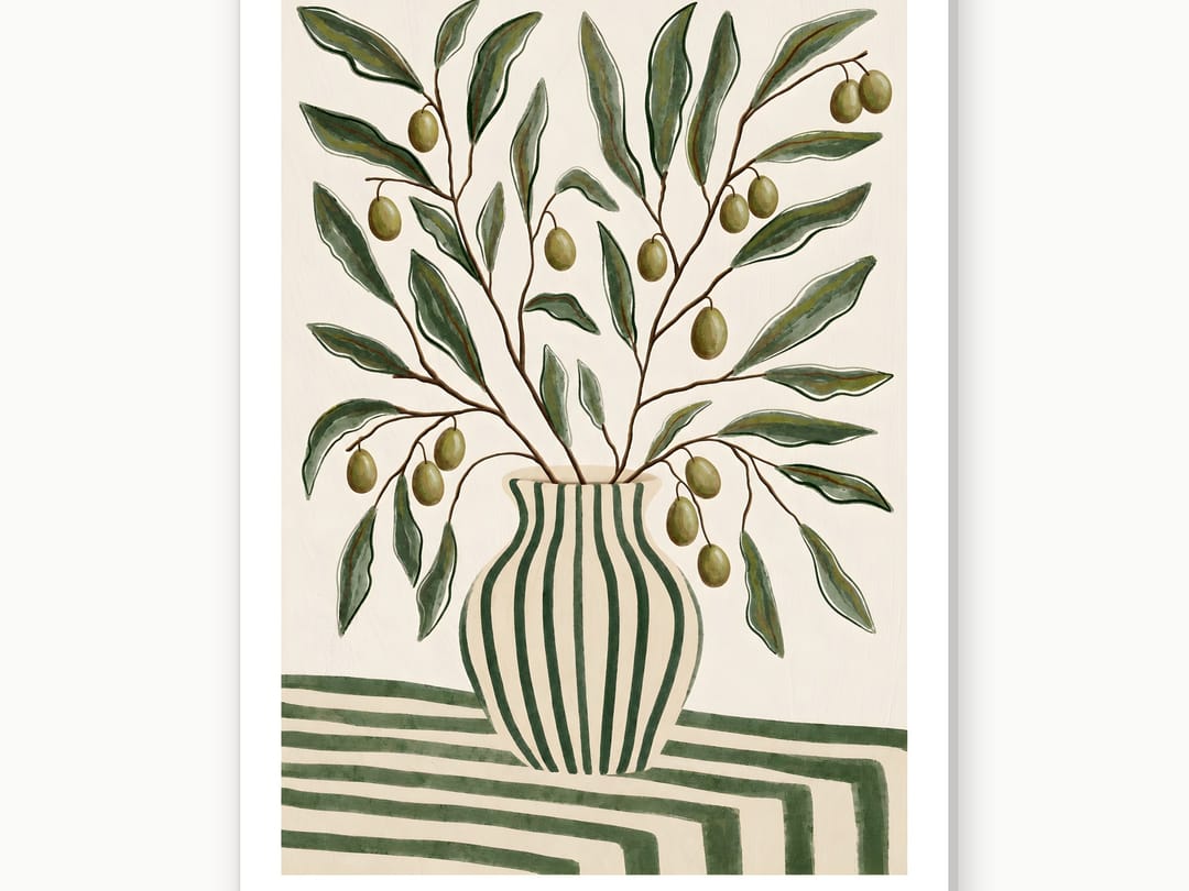 Olive Harvest Vase canvas