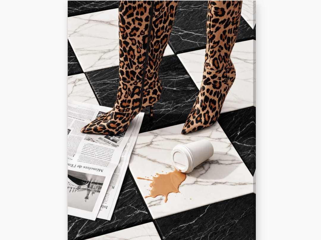 Leopard Boots, Spilt Latte canvas