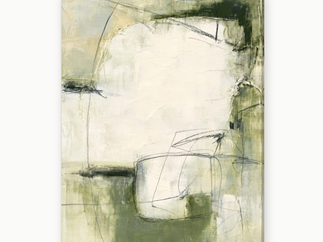 Pencil Lines on Sage canvas
