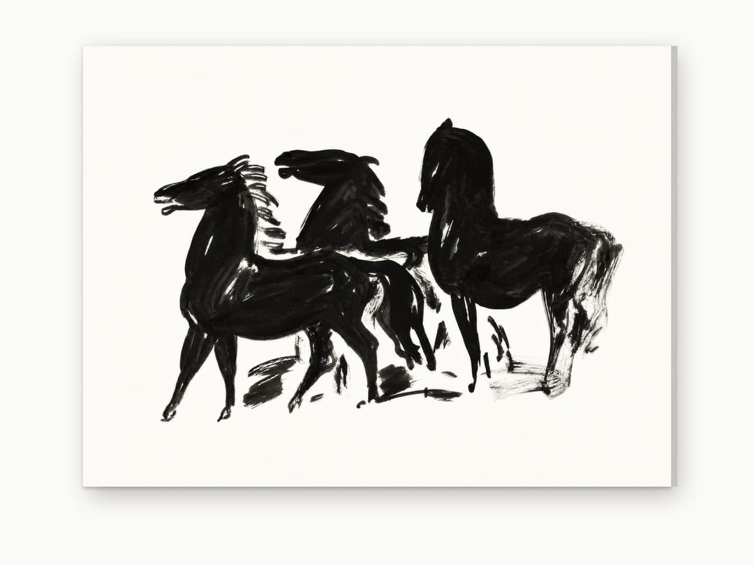 Three Ink Horses canvas