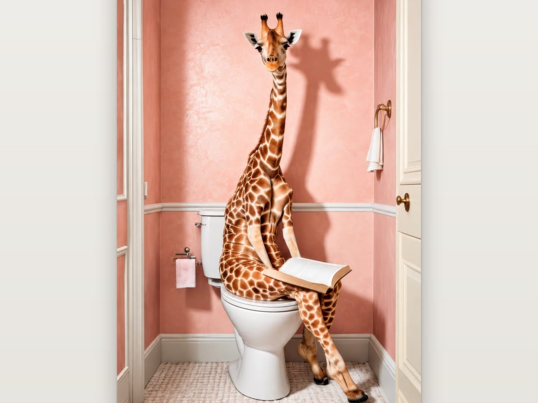 Giraffe on the Loo poster