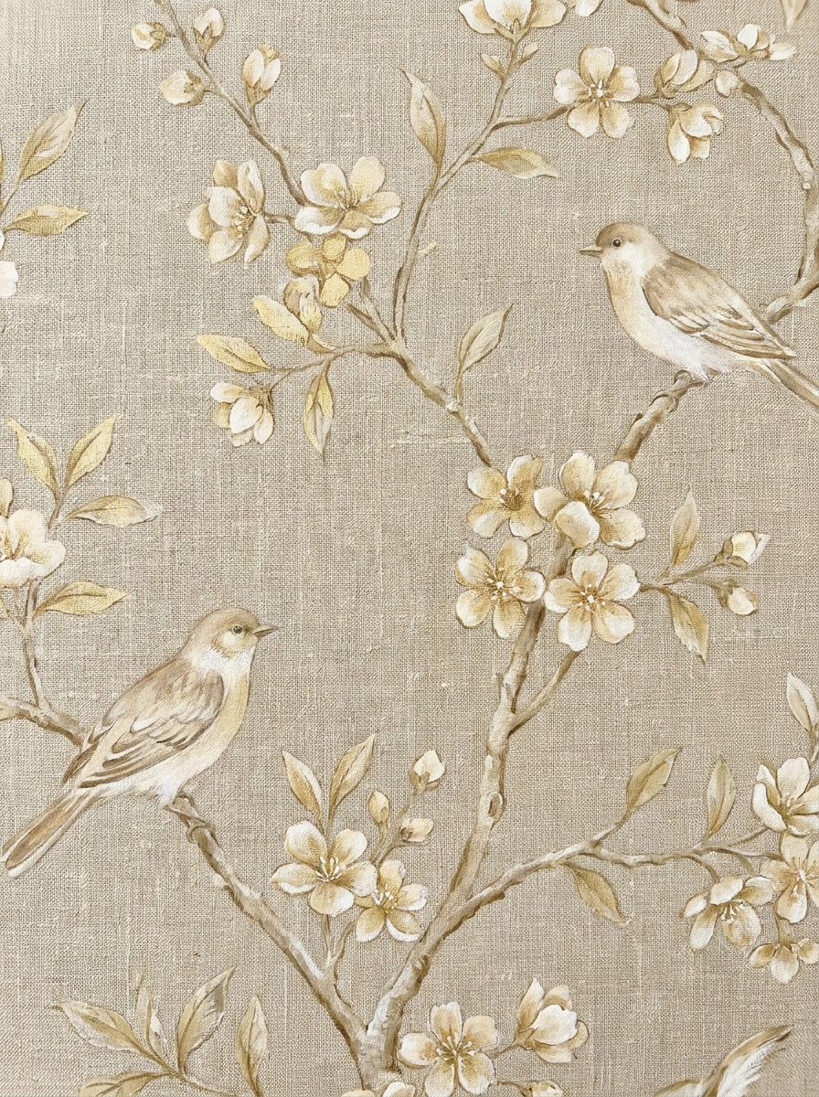 Détail d’un papier peint de luxe à motifs chinoiserie peint à la main