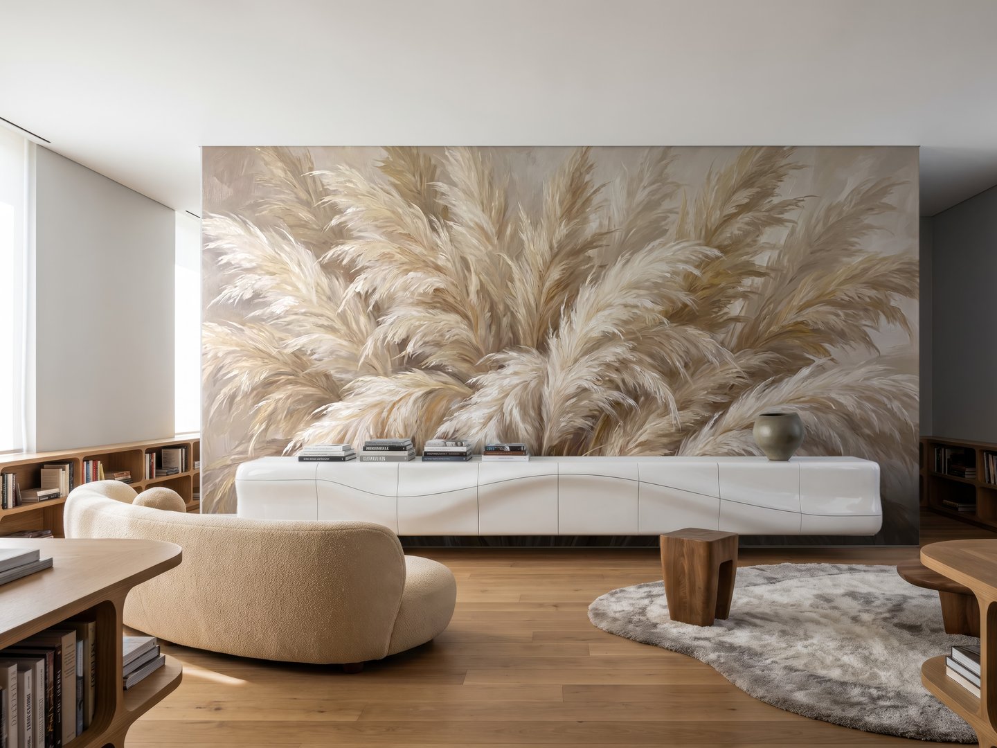 Pampas Plume Cream mural