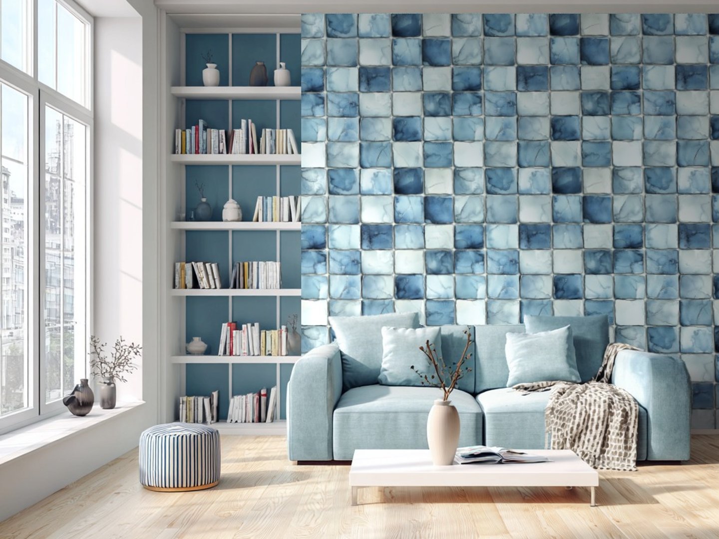 Himmelblaues Mosaik wallpaper
